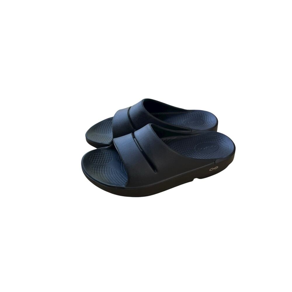 NWOB OOFOS OOahh Mens 8 Women’s 10 Sport Slide Sandal Black Recovery